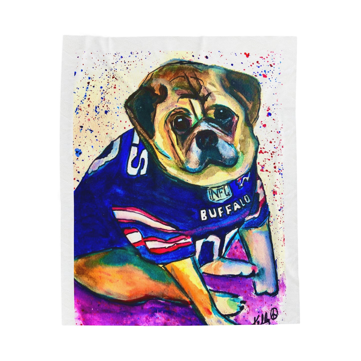 Chubby puppy Buffalo Bills Fan Velveteen Plush Blanket